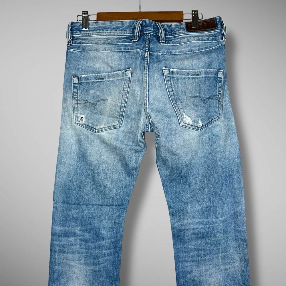 Diesel Jeans Men 29x28 Blue‎ Belther Slim Taper Light Wash Thrashed Rockstar Y2K - Picture 6 of 13
